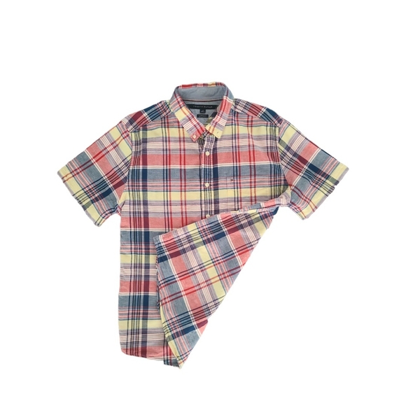 Tommy Hilfiger Men's Plaid Classic Short Sleeves Shirt - Picture 2 of 4